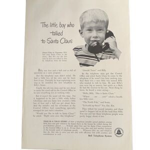 Vintage 1950 Bell Telephone System Boy Who Talked to Santa Ad Advertisement